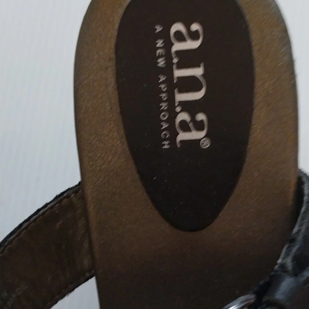 - a.n.a black Y2K leather adjustable strap slip on platform/espadrille sandals
